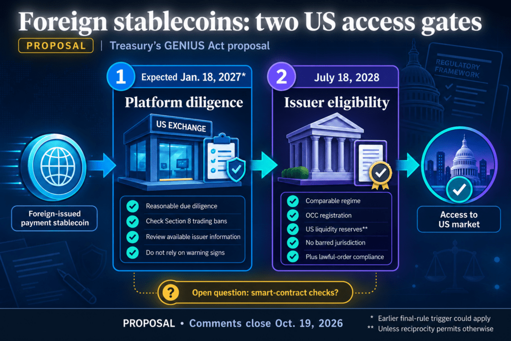 Treasury proposed GENIUS change forces US exchanges to audit foreign stablecoin or face delisting
