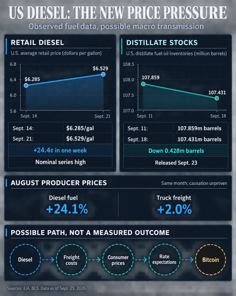 Bitcoin faces a new inflation test after diesel hits a nominal $6.53 record