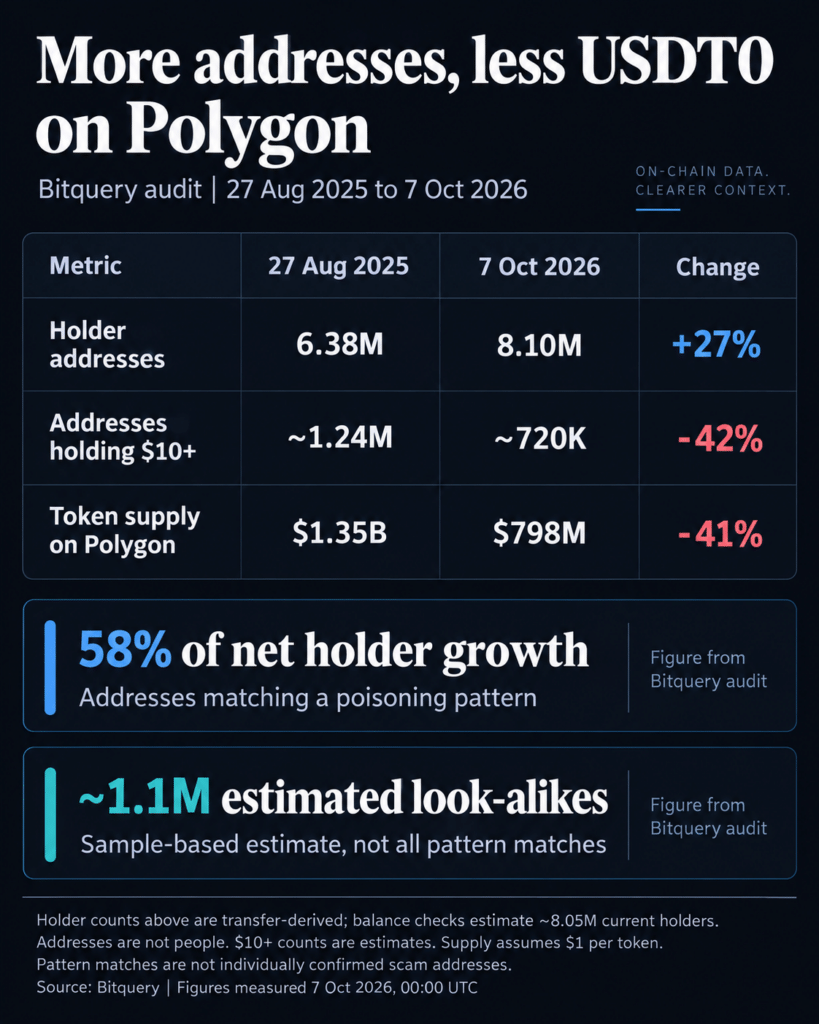 Polygon’s 8 million USDT0 holders face scrutiny as 58% of growth matches scam patterns