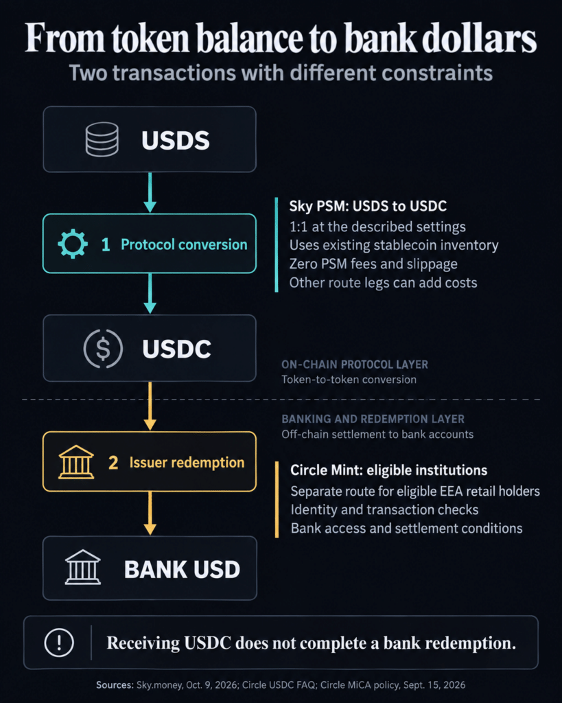 Sky’s $4.4 billion liquidity disclosure shows why USDS cash-outs need a separate bank route