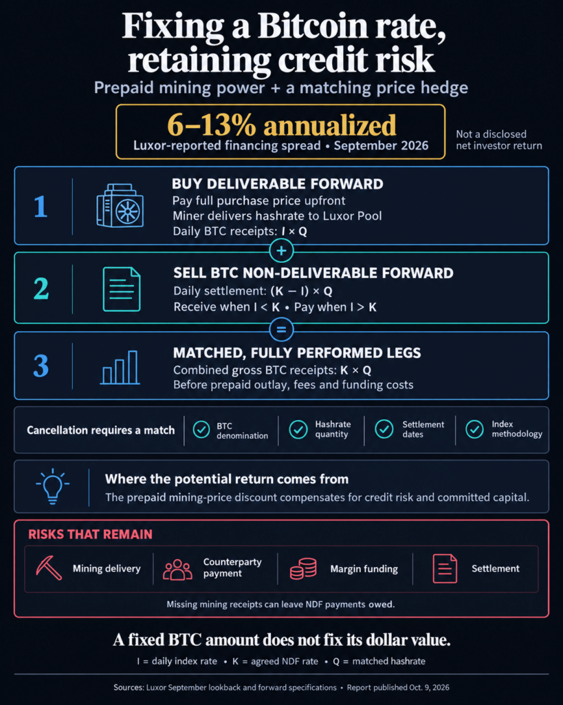 Luxor’s reported 6–13% annualized Bitcoin yield depends on mining delivery