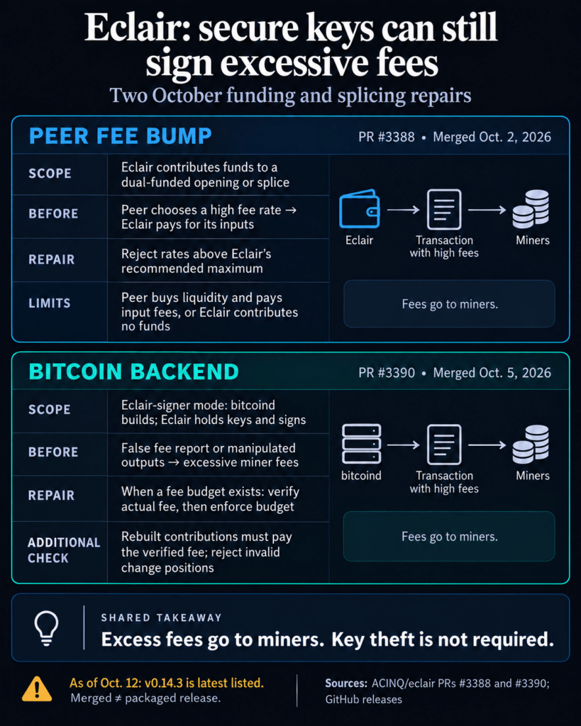 Eclair merges fixes for Lightning flaws that could burn Bitcoin in fees